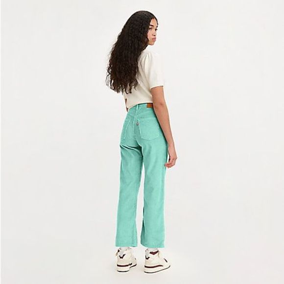 Corduroy Ribcage Straight Ankle Women's Pants - Electric Green - Green - Picture 3 of 4